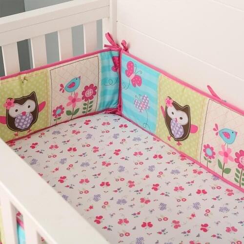 4Pcs Toddler Baby Crib Bumpers Pad Cute Cartoon Print For Infant Cot Safety Universal Anti-collision Liners Protector Bedding