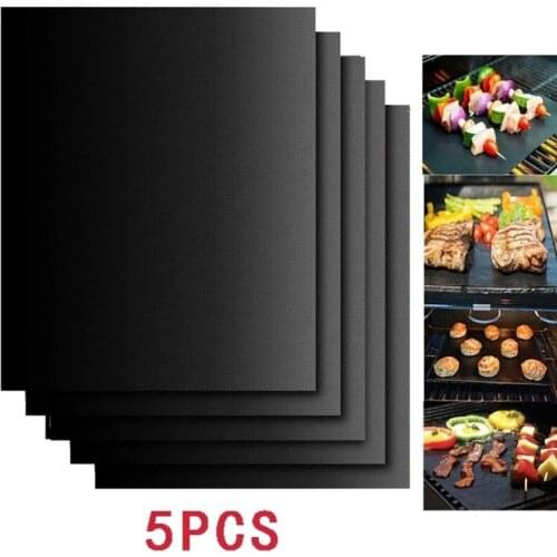 5Pcs Reusable BBQ Grill Mat Set Non-stick Extra Thick Heat Outdoor Party Picnic Camping Cooking Barbecue Tool Easily Cleaned