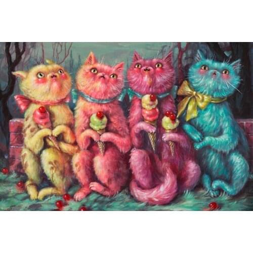 5D DIY Square/Round Diamond cute cat Cross Stitch Diamond Embroidery Needlework home Decoration J0056