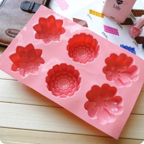 6 Flower Silicone Cake Mold Handmake DIY Bread Mould Silicone Moulds For Cake Mooncake Mold Cake Tools