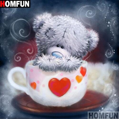HOMFUN Full Square/Round Drill 5D DIY Diamond Painting "Cartoon bear" 3D Embroidery Cross Stitch 5D Home Decor A13966