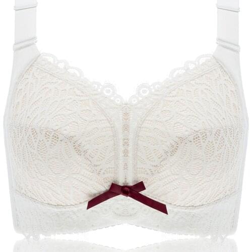 Women Full Coverage Wire Free Non-Foam Plus Size Floral Lace Bra 34 36 38 40 42 44 46 B C D E F G H I J
