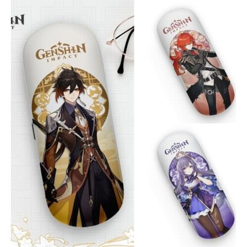 Genshin Impact PU Glasses Case Storage Box Student Stationery Anime Character Cosplay Accessories Venti Diluc Keqing