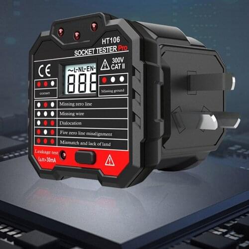 HT106B HT106D HT106E Digital Display Socket Detector US UK EU Plug Socket Check Detector Voltage Test Multifunction Electroscope