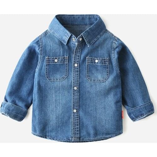 Childrens Denim Shirts 2021 Autumn Kids Boys Casual Long Sleeve Denim Shirt 2-8 Y Baby Boys Clothes Baby Fashion Blouse Tops