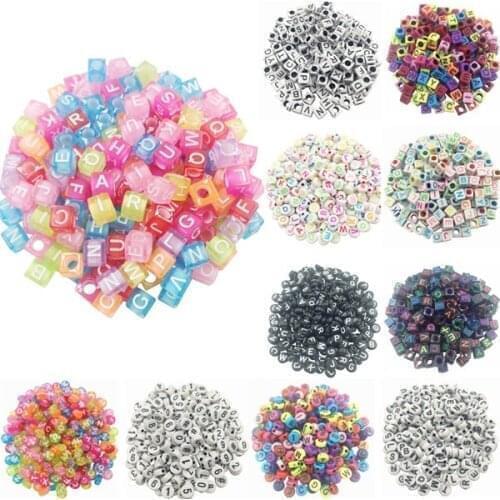 Hot 100pcs/lot Handmade Round Square Colorful Alphabet/ Letter Acrylic Beads for DIY Bracelet Necklace Gift