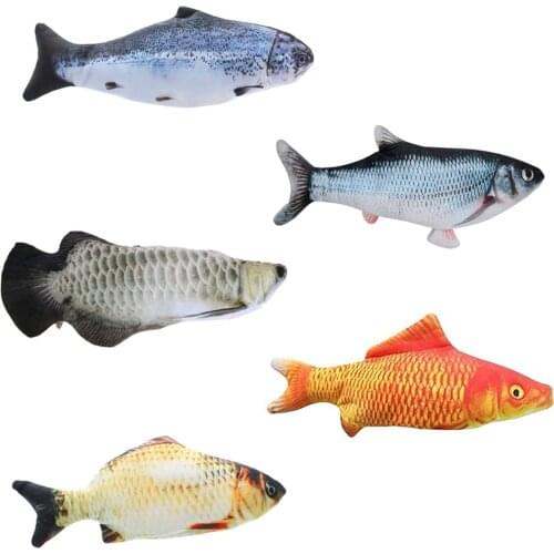 Fish Toys for Cats Wagging Interactive Electric Realistic Plush Pets Chewing Biting USB Rechargeable Fish
