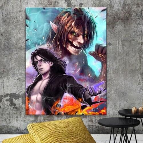 Home Decor Attack On Titan Canvas Painting Alen Pictures Wall Art HD Prints Anime Character Modular Poster Frame For Living Room