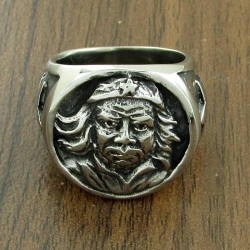 Free Shipping Punk Rock 316L Stainless Steel Che Guevara Picture Ring Hero man Ring