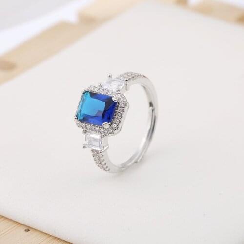 2021 New Classical Solid Ring Womens Fashion AAA Zircon Geometic Ring Wedding Birthday Party Jewelry Adjustable SImple Ring