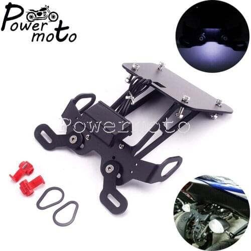 For Yamaha YZF R25 R3 MT 25 03 2014-2020 Black Fender Eliminator License Plate Mount Bracket Registration Frame w/ LED Light
