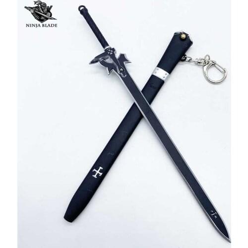Sword Art Online Kirito Elucidator Dark Repulsor Blue Rose Kirigaya Kazuto Ordinal Scale Sword Small Metal Replica Ornament