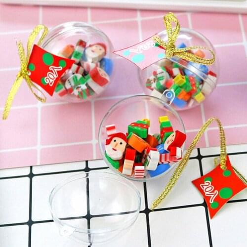 20Pcs/Set Kawaii Christmas Eraser Mini Christmas Ball Erasers New Year Christmas Gifts to Children Students School Stationery