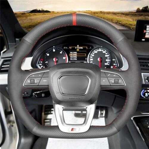 DIY Anti-Slip Wear-Resistant Steering Wheel Cover For Audi Q3 18-19 Q5 SQ5 17-19 Q7 SQ7 15-19 Q8 SQ8 18 Car Interior Decoration