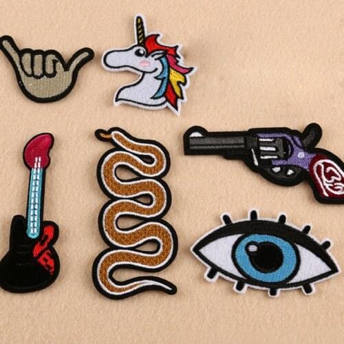 Iron on Snake Unicorn Eye Novelty Embroidered Clothes Patch For Clothing Boys Man Punk Patch