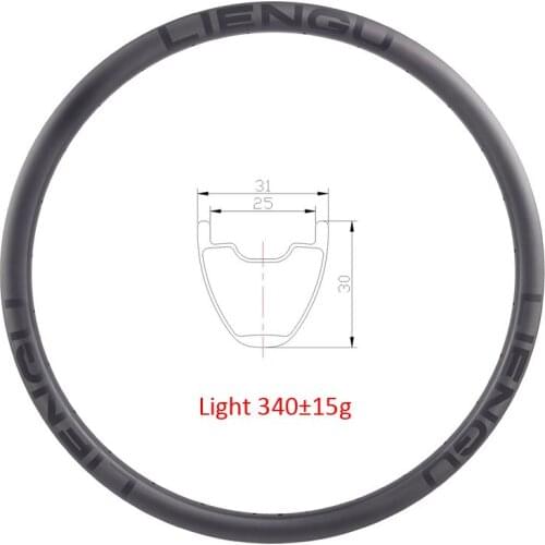 340g 29er 31mm MTB XC tubeless hookless mountain bike carbon rim for 29 inch cross country mountain bicycle wheel 24H 28H 32H