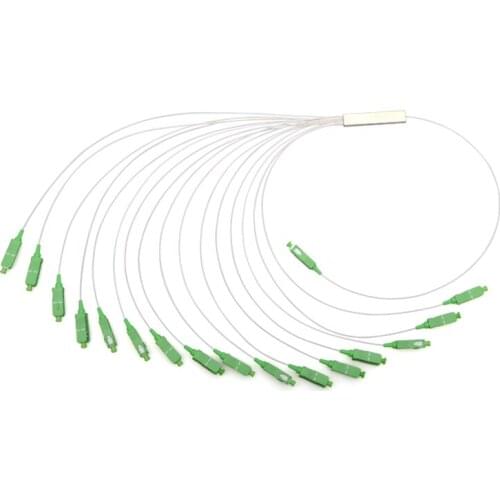 Wholesale Optical PLC Splitter Green SC APC 1:16 Mini steel tube type 1x16 0.9mm optic splitter CATV