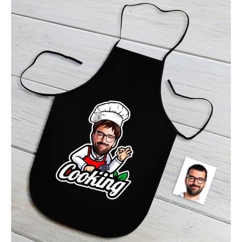 Personalized Men Chef Caricature Of Black Kitchen Önlüğü-14