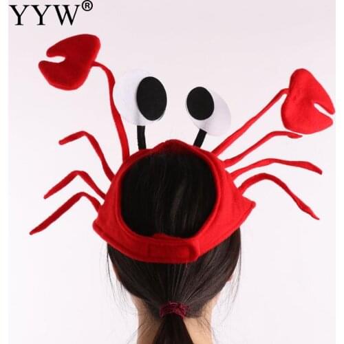 Unisex Red Crab Shape Plush Party Hats Easy Matching Halloween Costume Birthday Party Decorations Kids Festive Party Supplies
