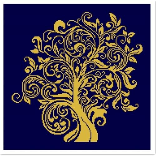 Pomposo tree cross stitch package single color 18ct 14ct 11ct deep blue cotton thread embroidery DIY handmade needlework