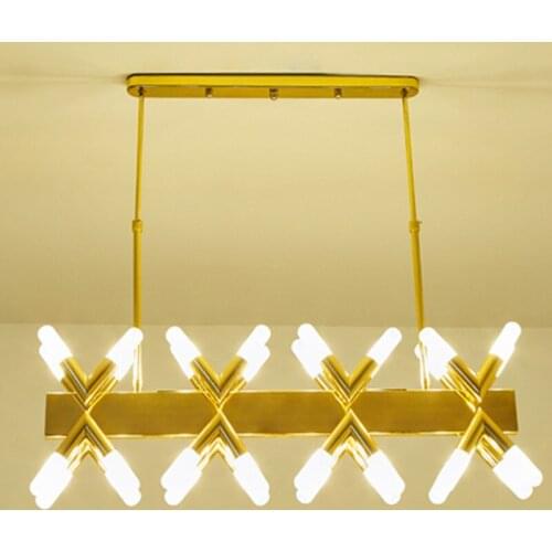 Straight Dining Room Chandelier Lustre Plate Gold G9 Led Chandelier Adjustable Rod Pendant Chandelier Lighting Indoor Lighting