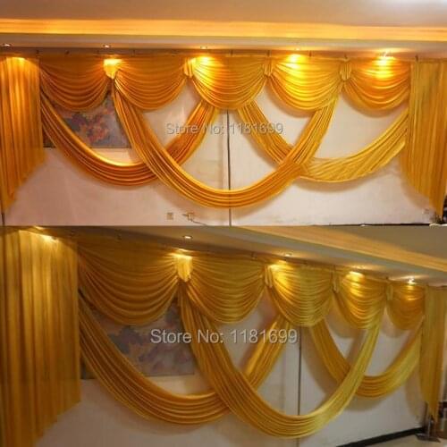 6 Meter/20feet LongLuxury and Elegant Wedding Swags for Wedding Backdrop Drapery Event Party Decoration Curtain Gold