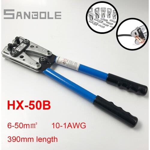 HX-50B Crimping pliers Manual crimpercable lug tool wire crimper hand ratchet terminal for 6-50mm2 1-10AWG cable