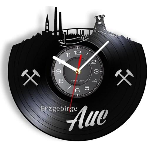 Erzgebirge Ore Mountains Germany Skyline Vinyl Record Timepieces Laser Etched Vinyl Wall Clock Football Club Cityscape Decor