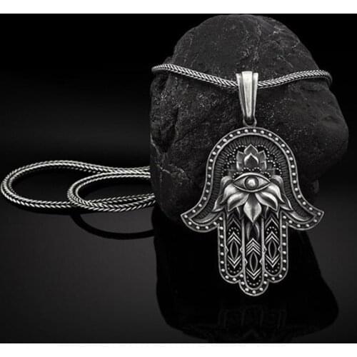 Hand of Fatima Hamsa pendant necklace men hip-hop vintage Jewelry on the neck evil eye Man chain necklace accessories