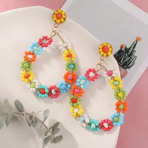 Makersland Retro Floral Earrings For Women Multicolor Drop Earrings Fashion Jewelry Accessories 2021 Trend Hot Sale Wholesale