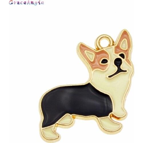 8pcs Mix enamel dog charm for jewelry making cute earring pendant bracelet necklace charms diy design charms corgi jewelry gift