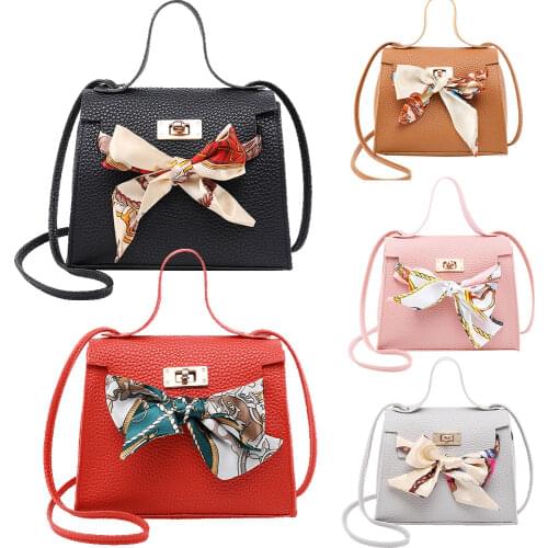 Silk Scarf Handbag Women PU Shoulder Bag Lady Crossbody Bag Tote Flap Messenger Satchel with Scarves Small Square Bag