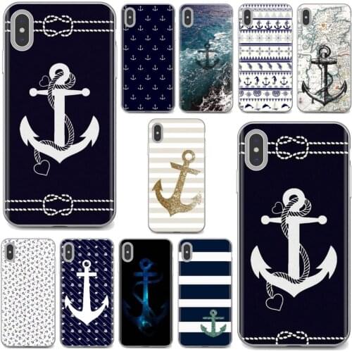 For iPhone iPod Touch 11 12 Pro 4 4S 5 5S SE 5C 6 6S 7 8 X XR XS Plus Max 2020 Navy Stripes Hope Anchor Silicone Skin Case