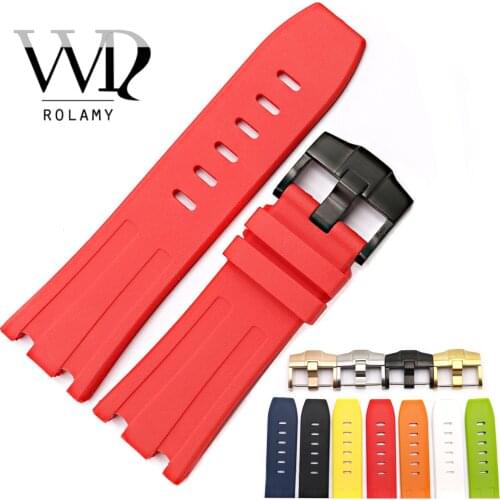 Rolamy 28mm Waterproof Silicone Rubber Replacement Wrist Watch Band Strap For Audemars Piguet 42mm Royal Oak Offshore