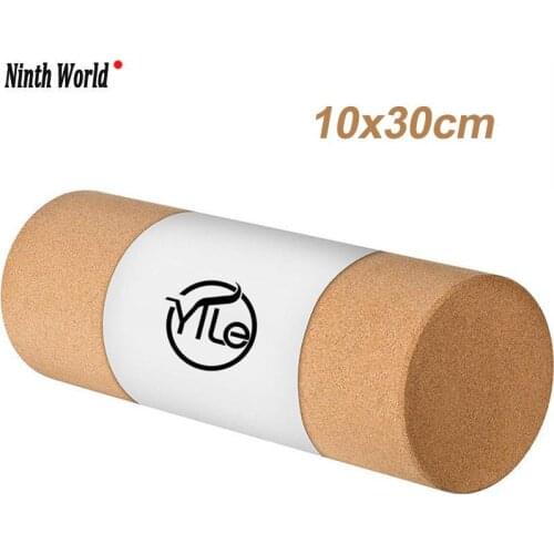 Natural Cork Yoga Pillar High Density Fine Grain Cork Yoga Brick Pilates Block Dance Aid Fitness Massage Roller
