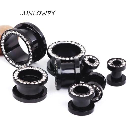 Surgical Steel Piercing Ear Tunnel White Crystal Screw Fit Ear Stretcher 128pcs/lot Mix 4-16mm Flesh Tunnel Plug Body Jewelry