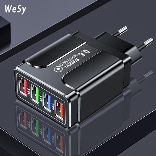 4 Port Universal Phone Charger USB Charger QC3.0/4.0 Fast Charge Mobile Phone Fast Charging For iPhone 12Pro Huawei P40 Samsuang