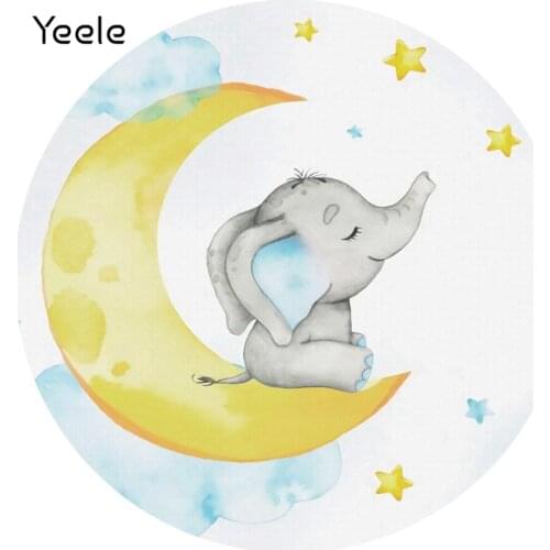 Yeele Newborn Baby Shower Round Elasticity Backdrop Circle Moon Elephant Safari Party Photography Background For Photo Studio