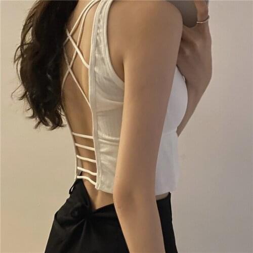 New Fashion Women Summer Sexy t Shirt Solid Vest Casual Short Black Sports Backless Sleeveless Hollow Out Crop Tank Tops