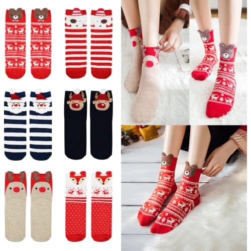 1Pair Christmas Socks Happy New Year 2020 Christmas Decorations For Home Xmas Gifts Noel Navidad Lady Women Santa Stockings