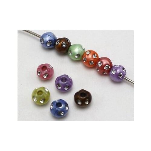 100 Mixed Colour Acrylic Round Ball Beads 10mm with Sparkling Dots