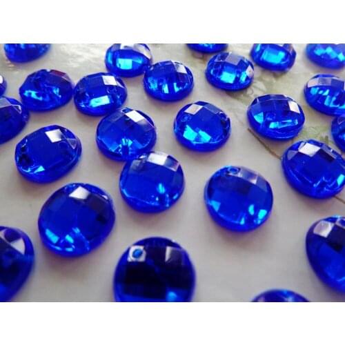 300pcs 10mm Round flatback Sew on rhinestones royalblue gem stones Acryl crystal strass diamond hand sewing beads