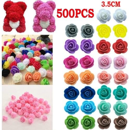 500 Pieces Roses 3.5cm PE Roses Wedding Decorative Christmas Decor for Home Diy Gifts Box Artificial Flowers Wedding Flowers
