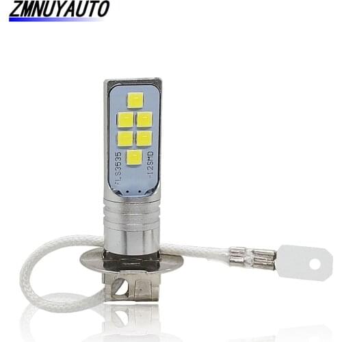 Car Fog Lamp H3 LED Bulb 12SMD 1400LM Super Bright White Car Driving Lamp 12V LED Auto Fog Light 6000K White