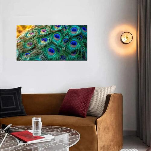 Peacock Feather Large Poster Canvas Print Multi Artwork Picture for Bathroom Hallway Wall Decor Still Life Animals Drop Shipping