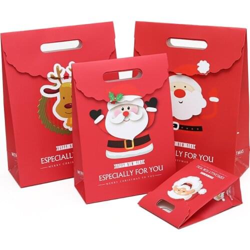 Merry Christmas Candy Paper Boxes Bags Christmas Santa Snowman Gift Packing Container Wrapping Sacks Decorations New Year 2021