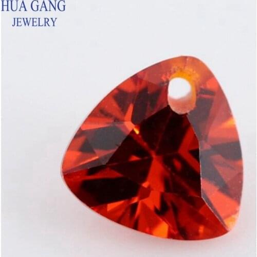Single Hole AAAAA Trillion Shape Orange Cubic Zirconia Stone For Jewelry Making Size 4x4~12x12mm High Quality CZ Stone Beads