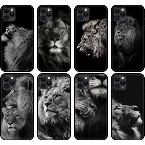 Black tpu case for iphone 5 5s se 2020 6 6s 7 8 plus x 10 XR XS 11 12 mini pro MAX back cover Animals The Lion