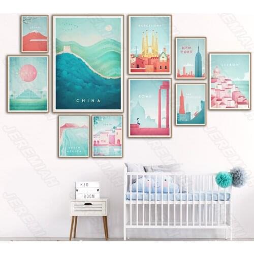 Decorative Canvas Painting Landscape Paris New York Nordic Style Waterproof Ink Printing Art Painting Living Room Bedroom Decora