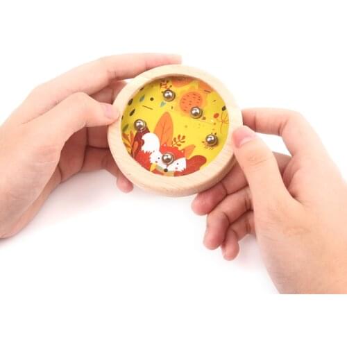 Wooden Balance Game Labyrinth Ball Ball Animal Pattern Boring Decompression Educational Childrens Toys Gift